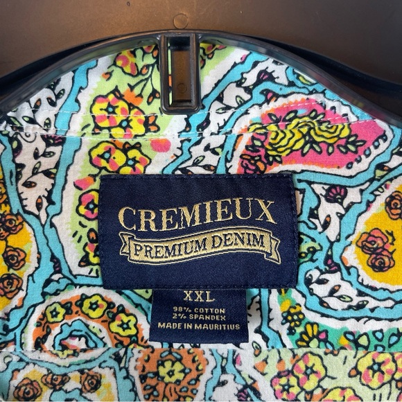Cremieux Premium Denim Shirt Men’s 2XL Floral Paisley Mens  Short Sleeve - Picture 3 of 6